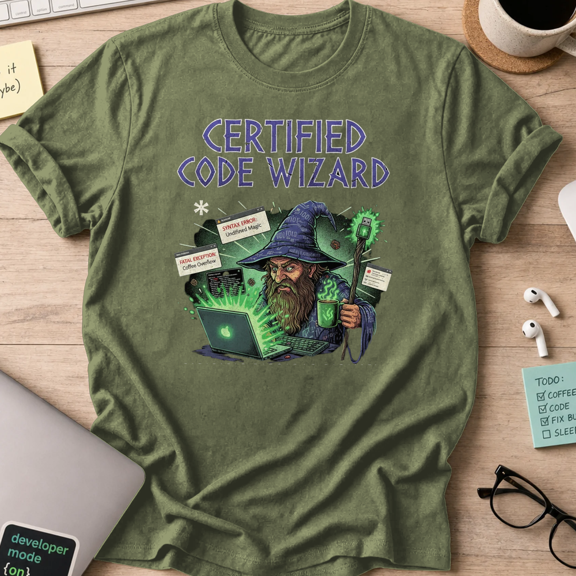 certified code wizard shirt - Military Green