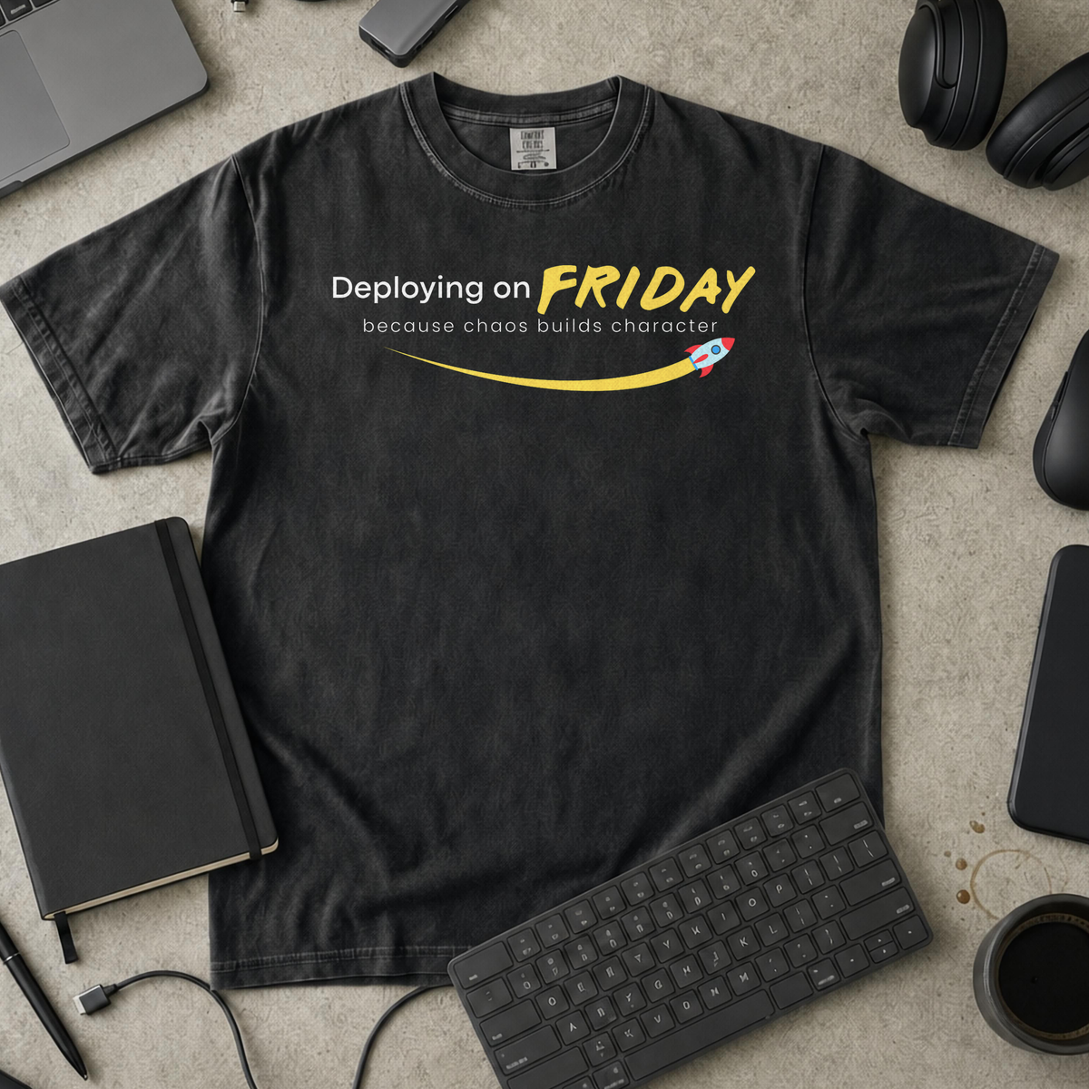 chaos builds character Premium Shirt — black Premium Shirt mock-up