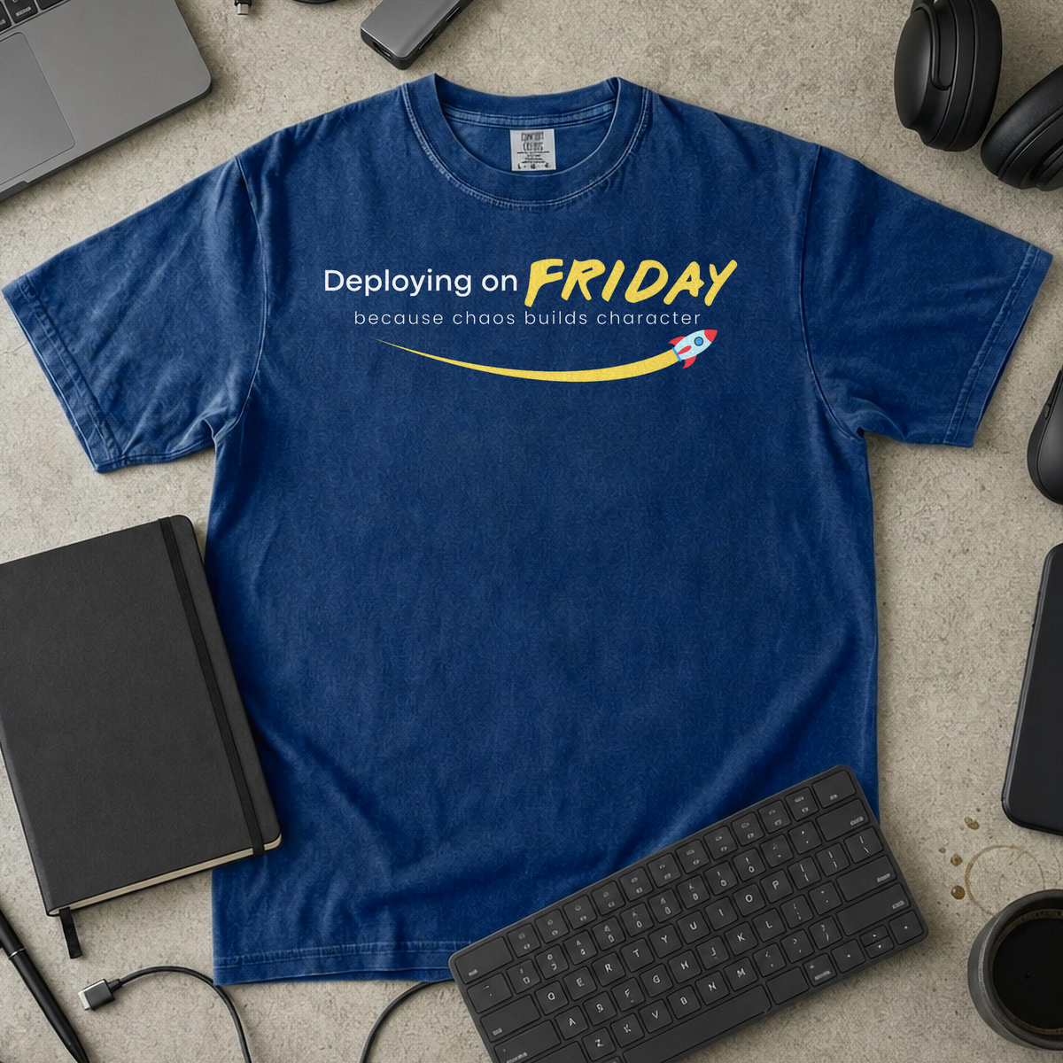 chaos builds character Premium Shirt — true navy Premium Shirt mock-up