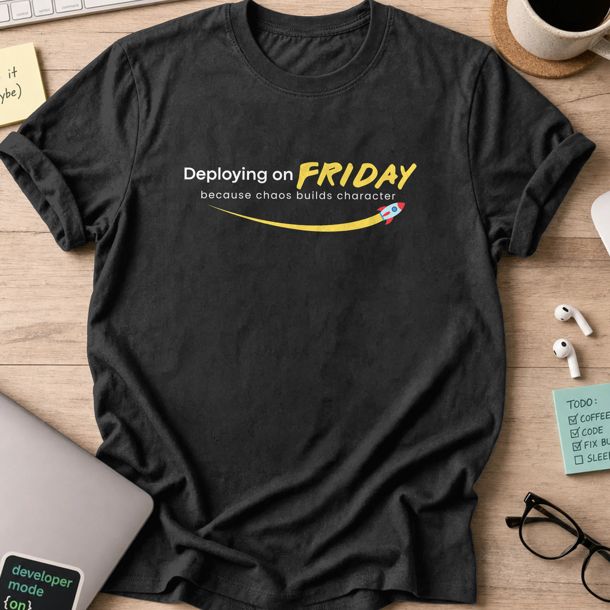 chaos builds character shirt - Black