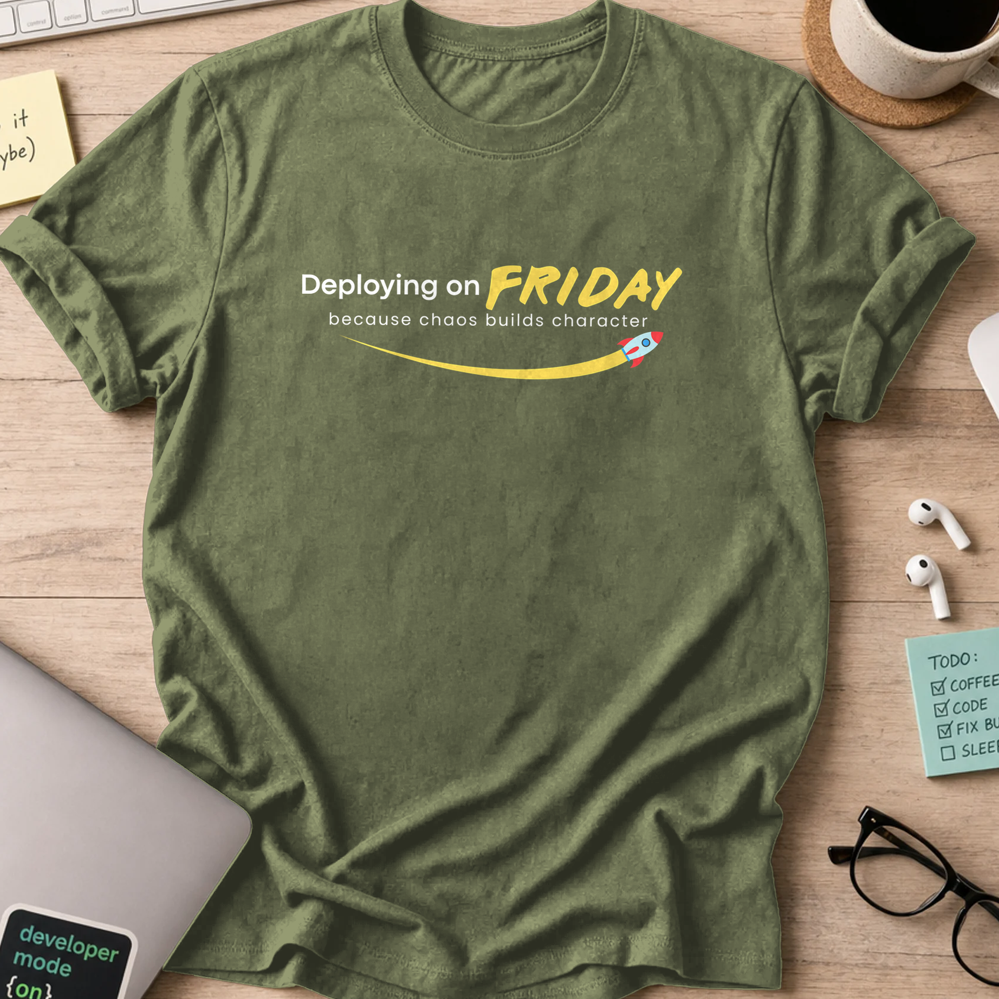 chaos builds character shirt - Military Green