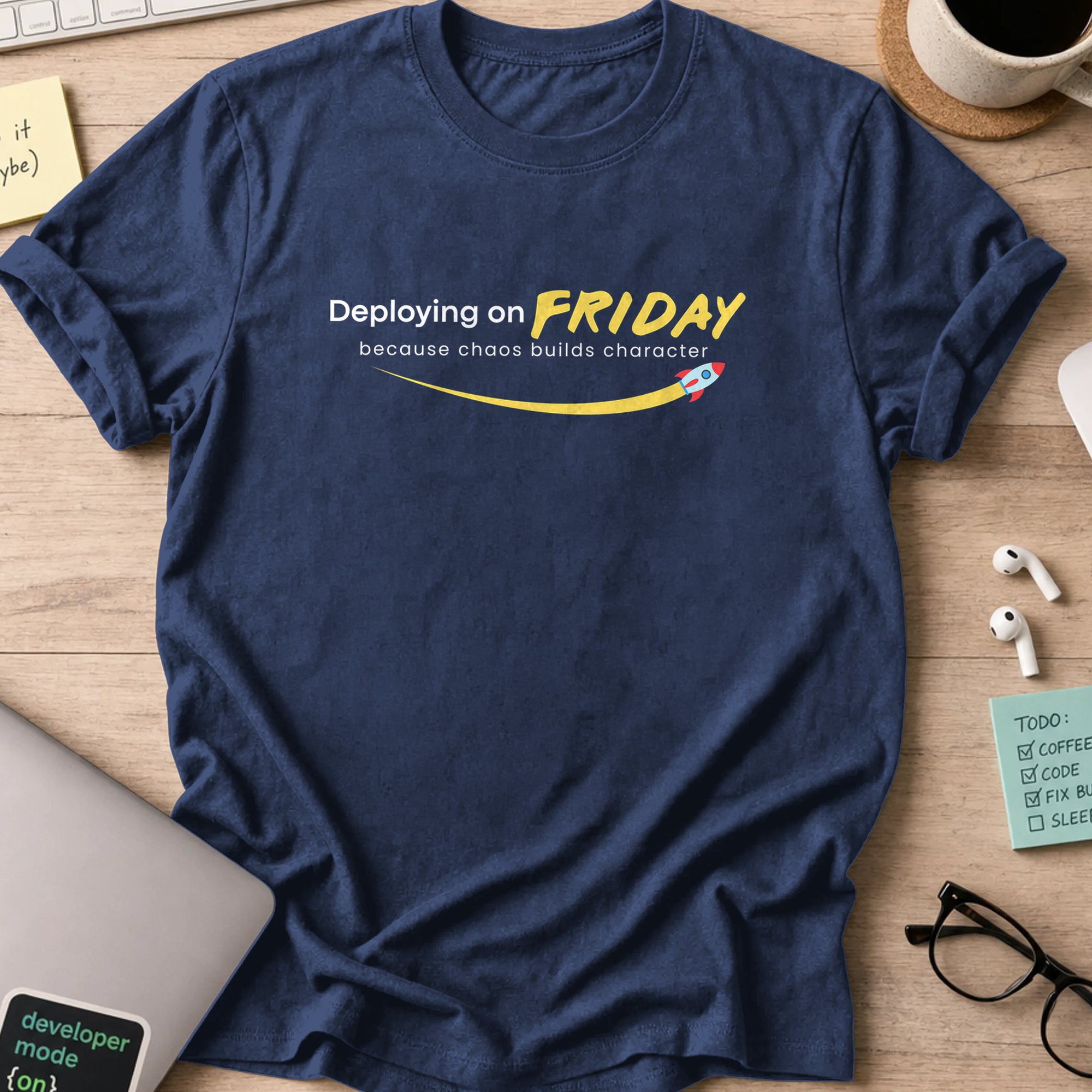 chaos builds character shirt - Navy