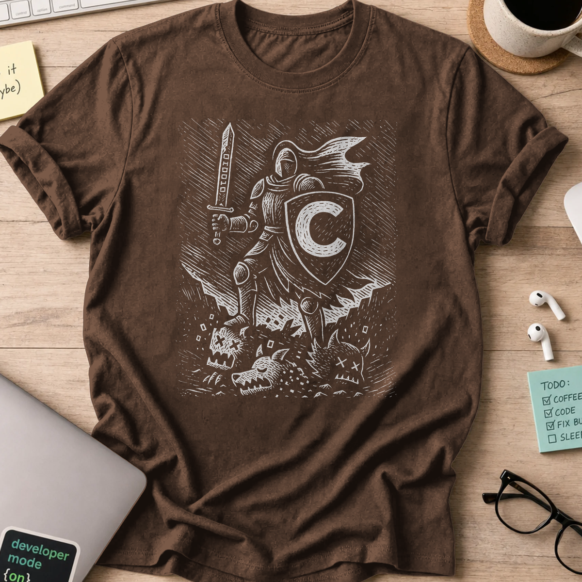 C# knight shirt - Dark Chocolate