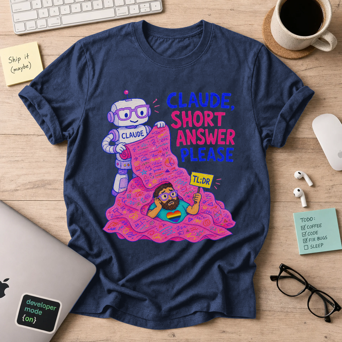 Claude, Short Answer Please Shirt — Navy