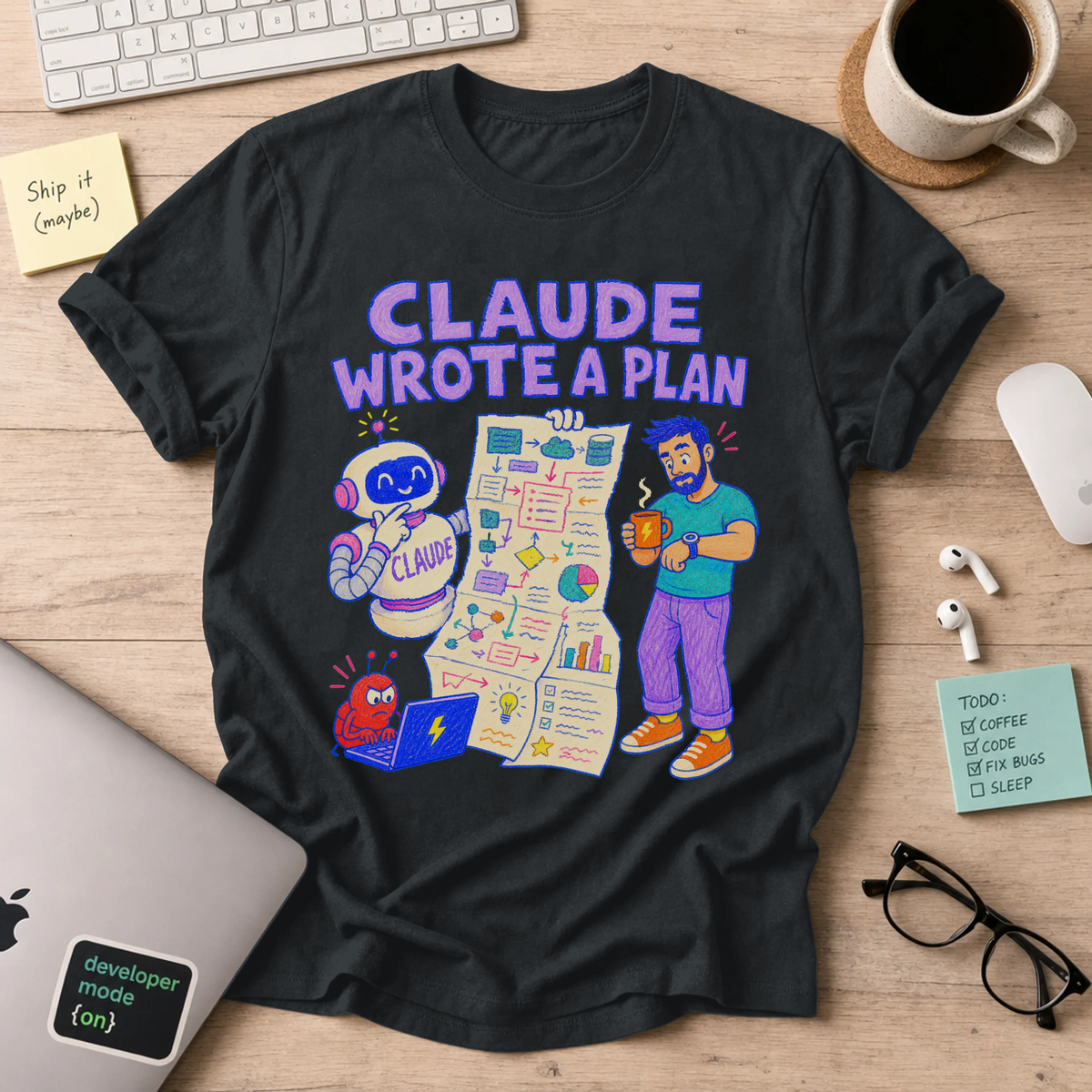 Claude Wrote a Plan Shirt — Black