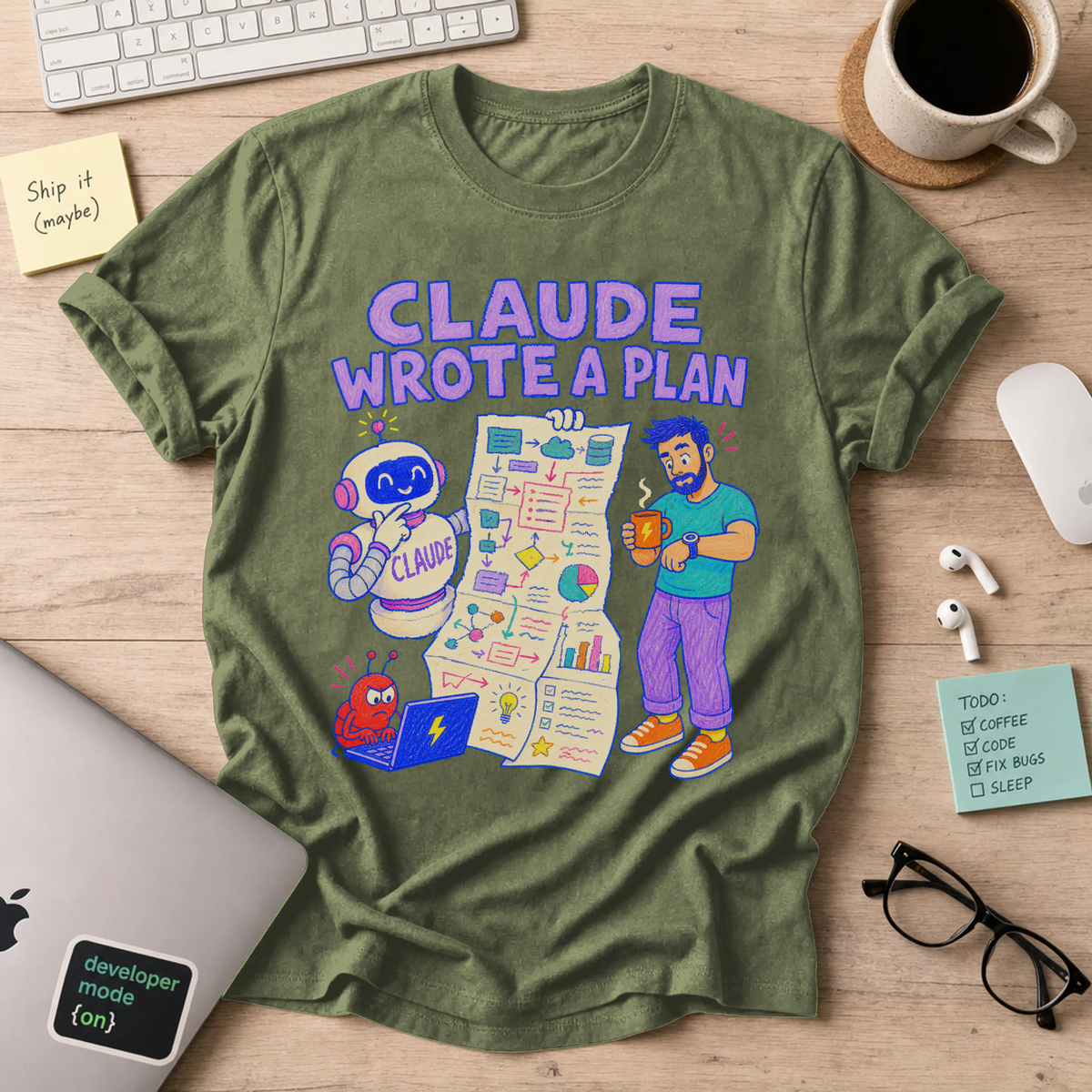 Claude Wrote a Plan Shirt — Military Green