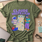 Claude Wrote a Plan Shirt — Military Green storefront mockup