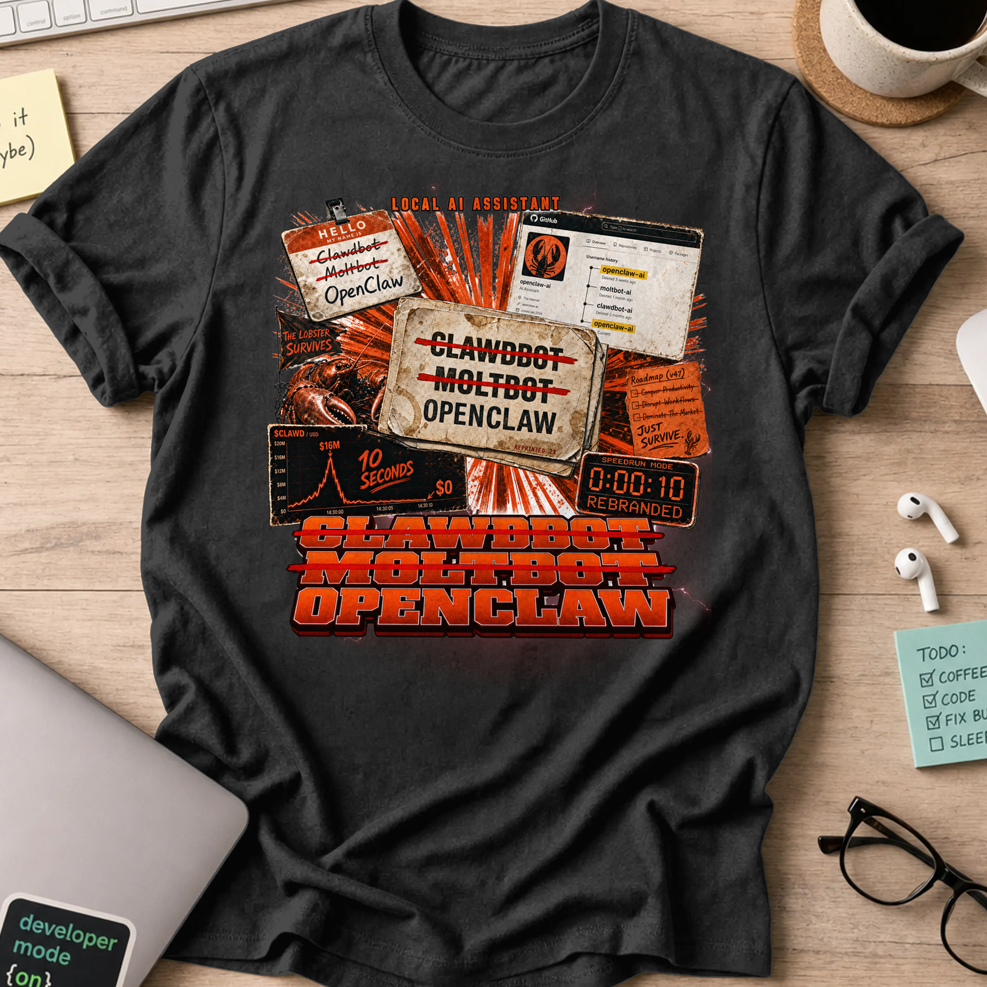 Clawdbot Moltbot OpenClaw Shirt - Black