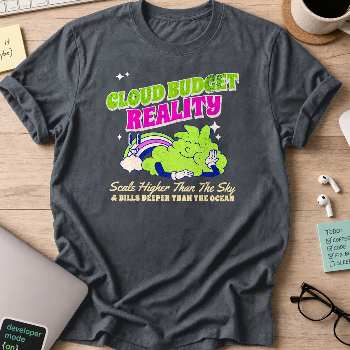 cloud budget reality shirt - Dark Heather
