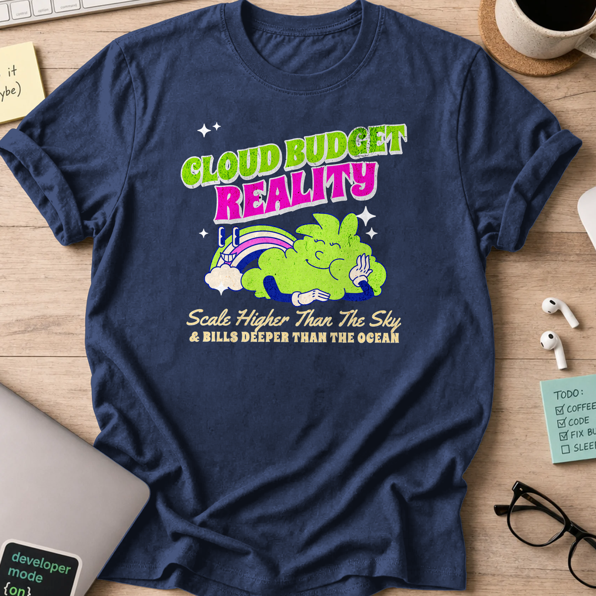 cloud budget reality shirt - Navy