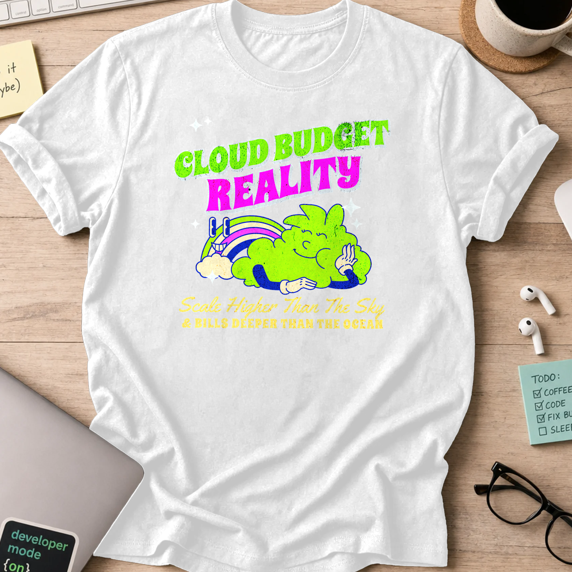 cloud budget reality shirt - White