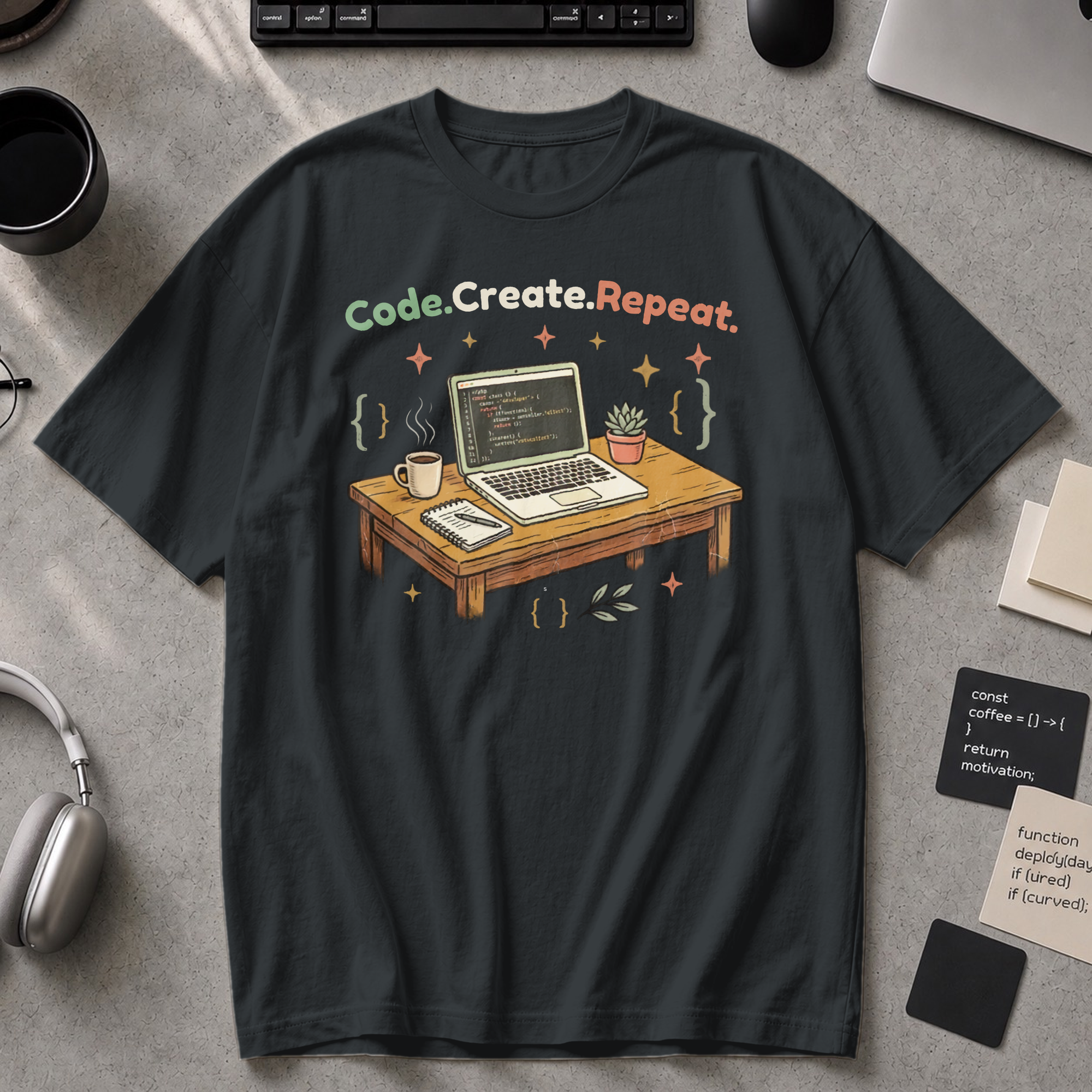 Code Create Repeat Premium Shirt - Black