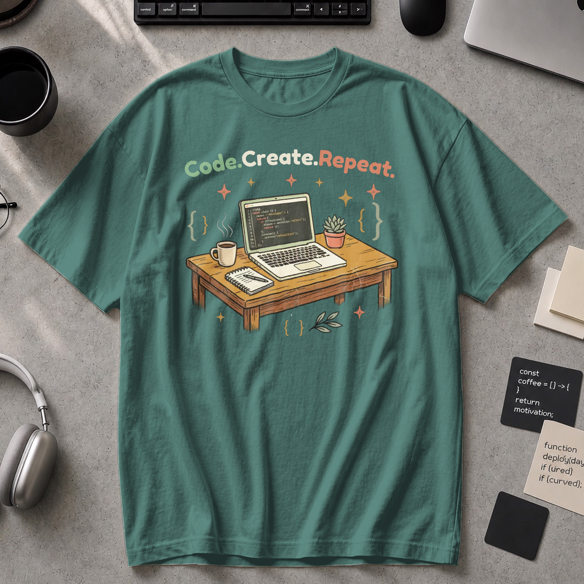 Code Create Repeat Premium Shirt - Blue Spruce