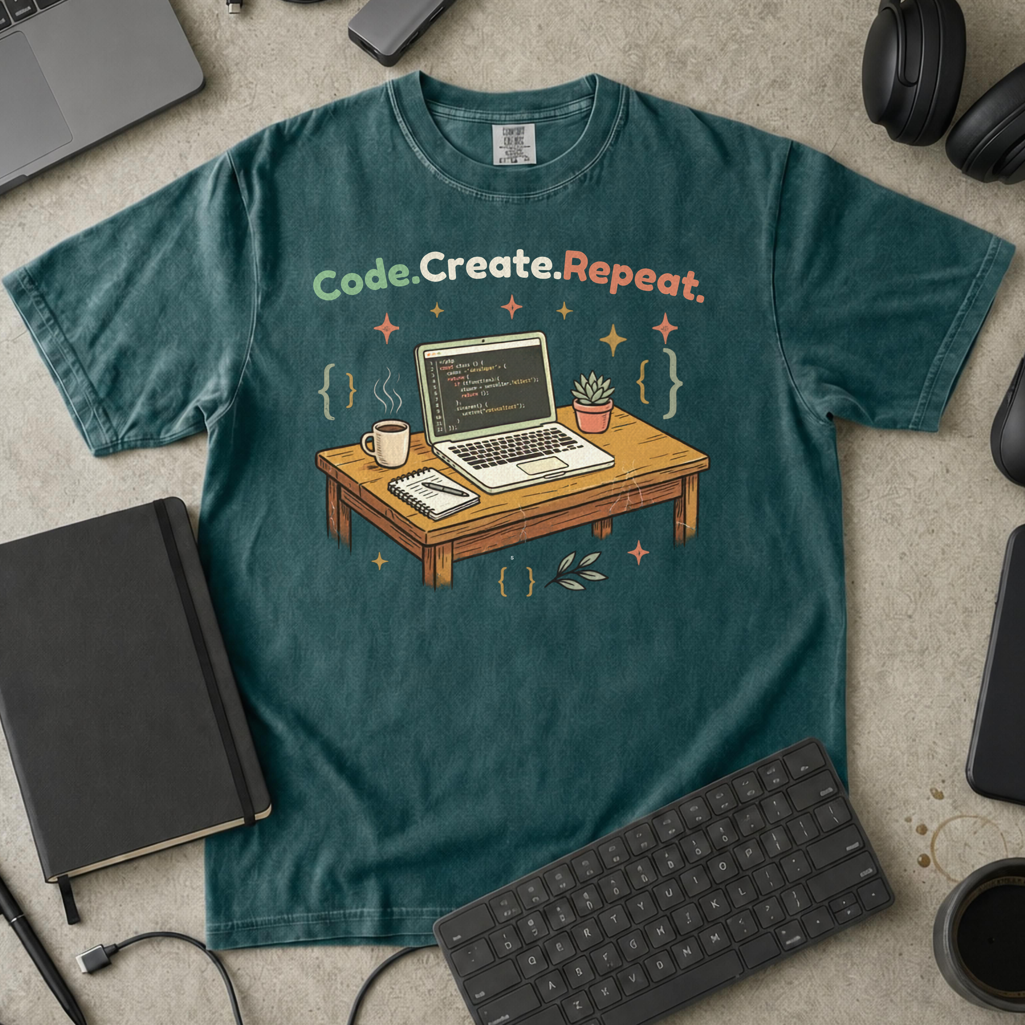 Code Create Repeat Premium Shirt — blue spruce Premium Shirt mock-up