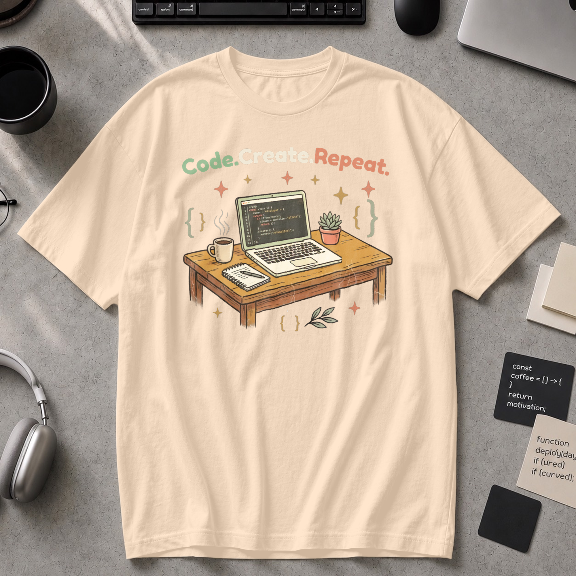 Code Create Repeat Premium Shirt - Ivory