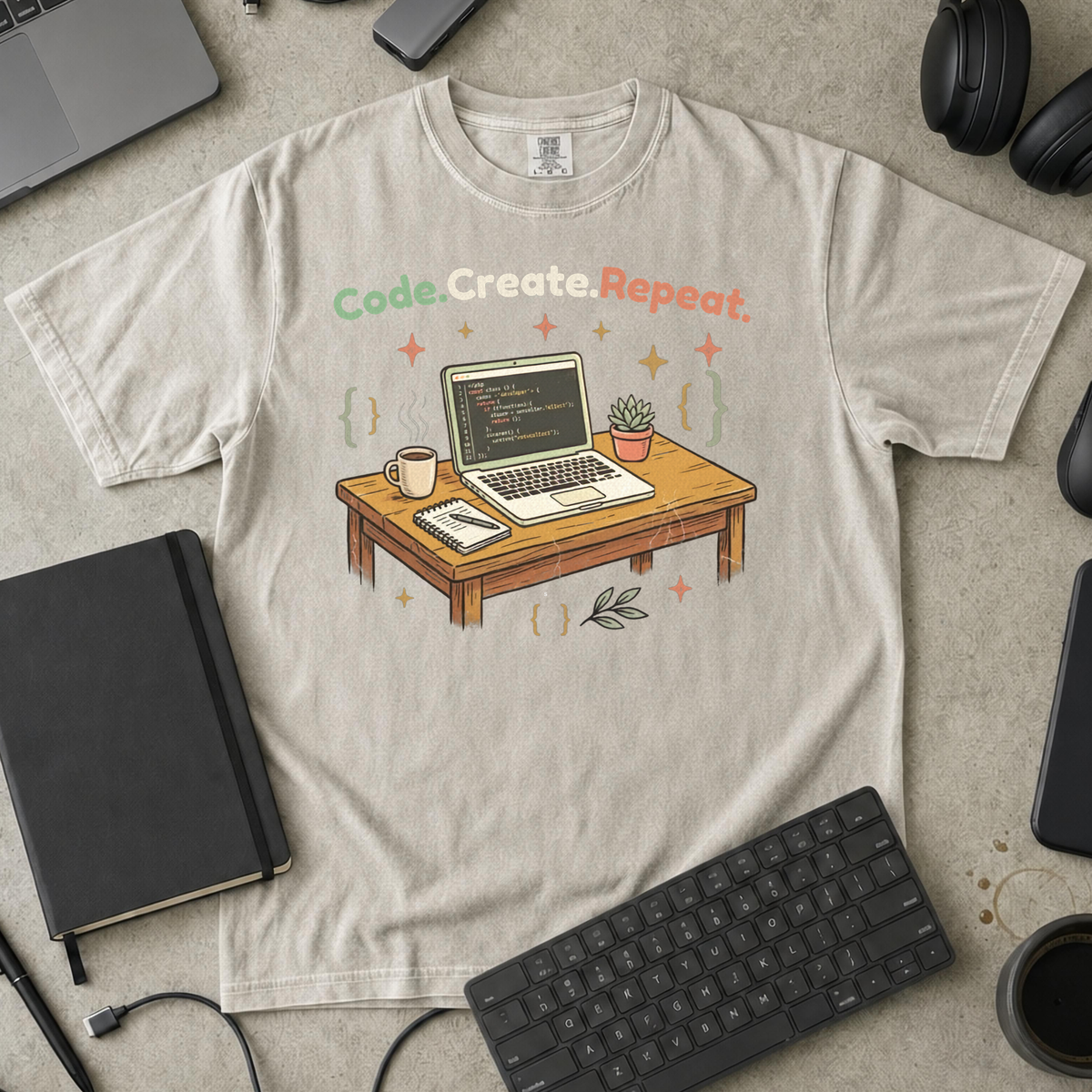 Code Create Repeat Premium Shirt — ivory Premium Shirt mock-up