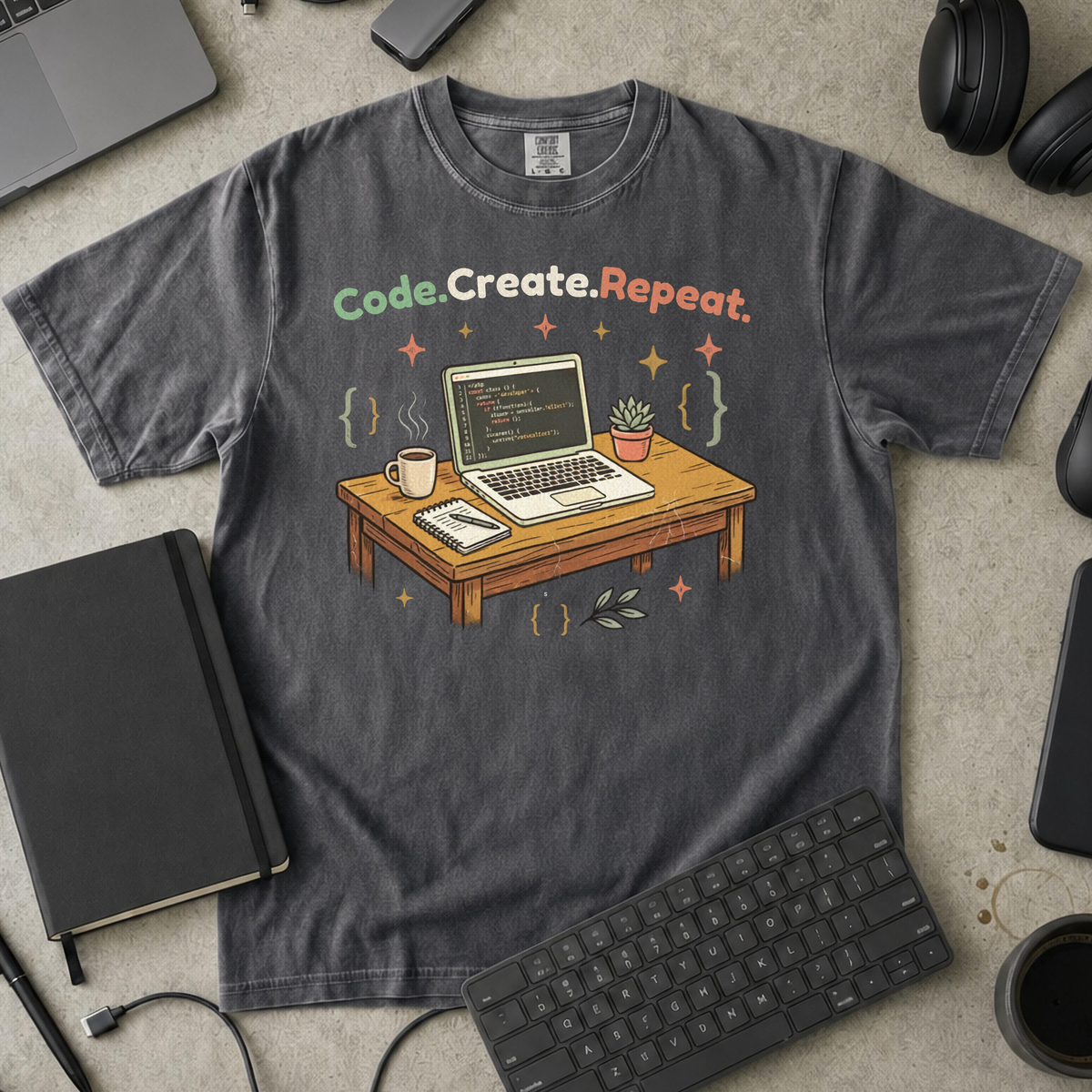 Code Create Repeat Premium Shirt — pepper Premium Shirt mock-up