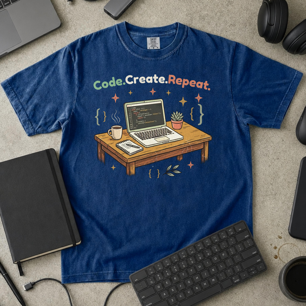 Code Create Repeat Premium Shirt — true navy Premium Shirt mock-up