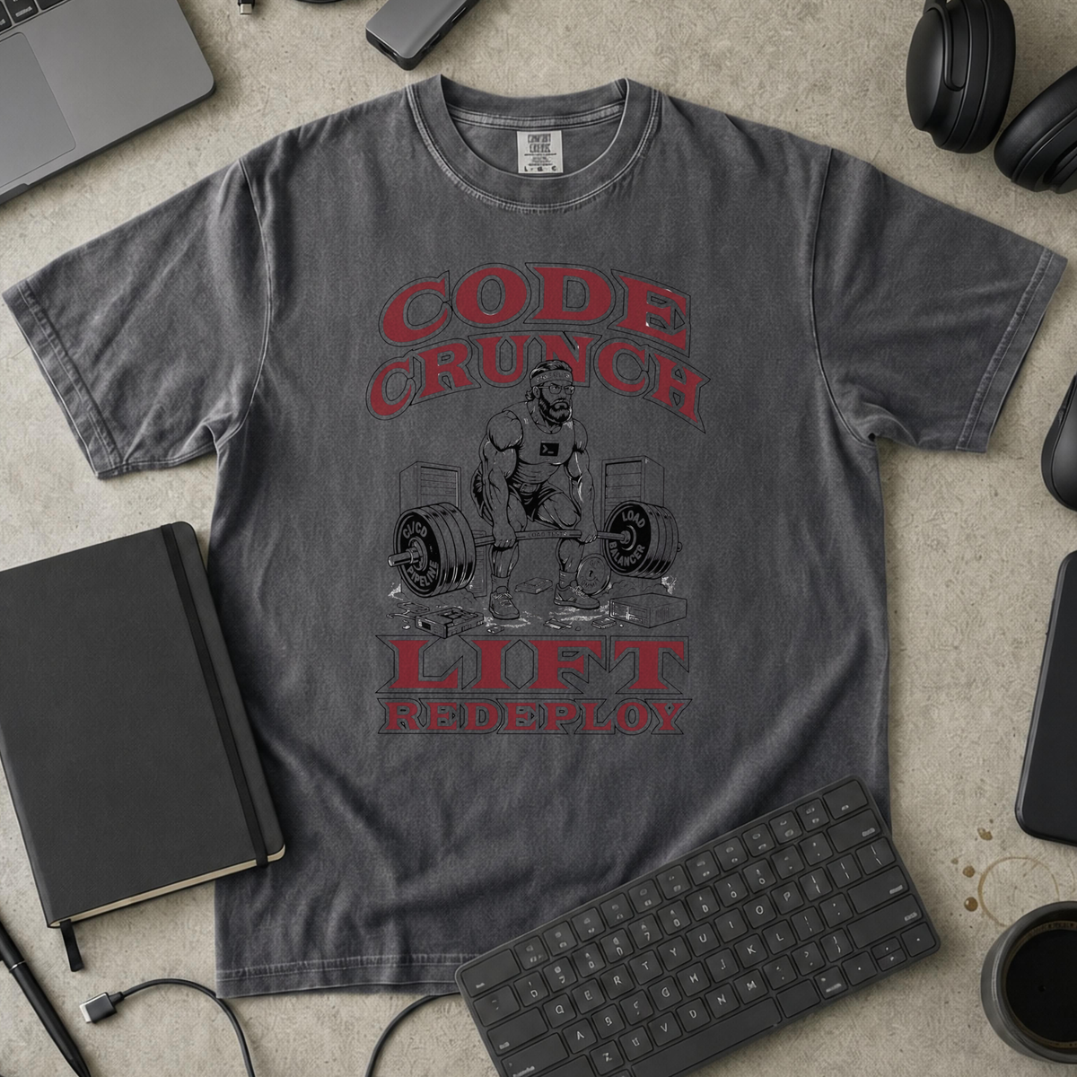 Code Crunch Lift Redeploy Premium Shirt — pepper Premium Shirt mock-up