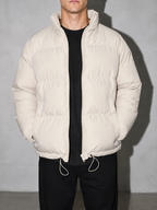 Men's Loose Solid Coat — beige — bust to thigh