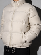 Men's Loose Solid Coat — beige — macro