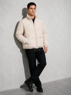 Men's Loose Solid Coat — beige — seated or lean