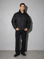 Men's Loose Solid Coat — black — adjusting