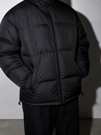 Men's Loose Solid Coat — black — macro