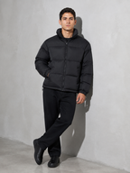 Men's Loose Solid Coat — black — seated or lean