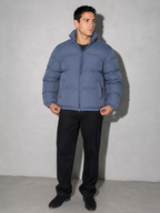 Men's Loose Solid Coat — blue — adjusting
