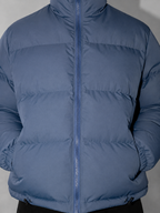 Men's Loose Solid Coat — blue — macro