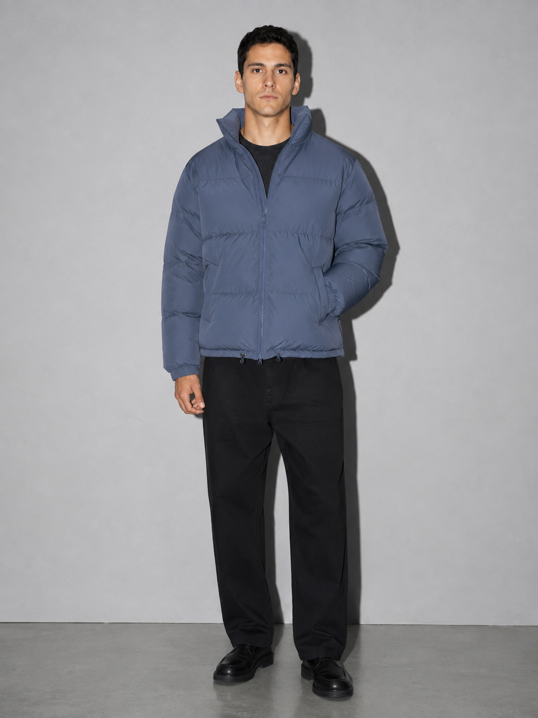 Men's Loose Solid Coat — blue — main