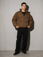 Men's Loose Solid Coat — coffee — adjusting
