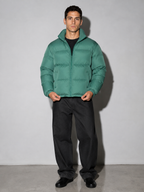 Men's Loose Solid Coat — green — adjusting