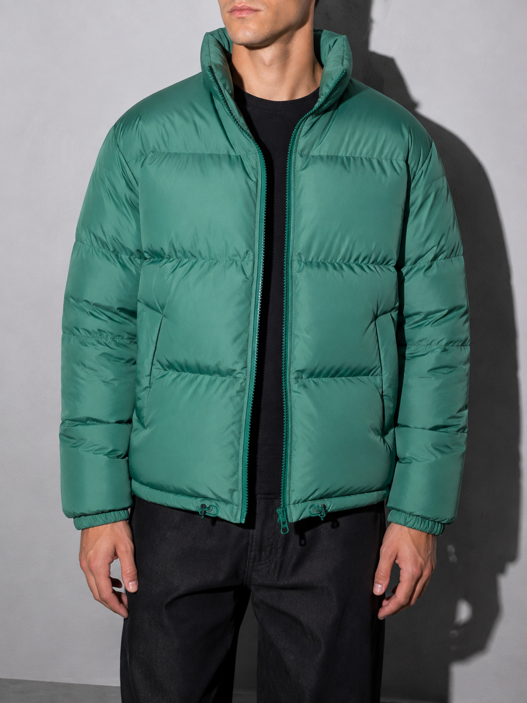 Men's Loose Solid Coat — green — bust to thigh