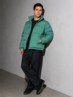 Men's Loose Solid Coat — green — seated or lean