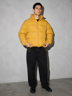 Men's Loose Solid Coat — yellow — adjusting