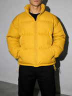 Men's Loose Solid Coat — yellow — bust to thigh