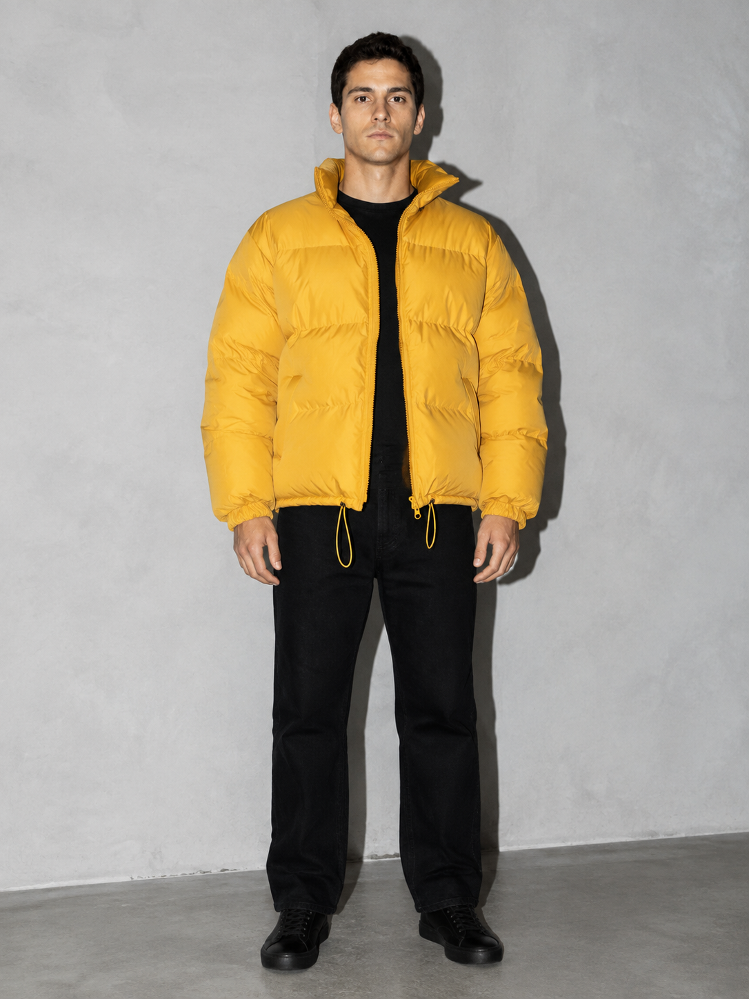 Men's Loose Solid Coat — yellow — main