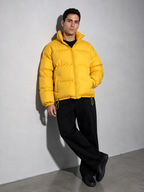 Men's Loose Solid Coat — yellow — seated or lean