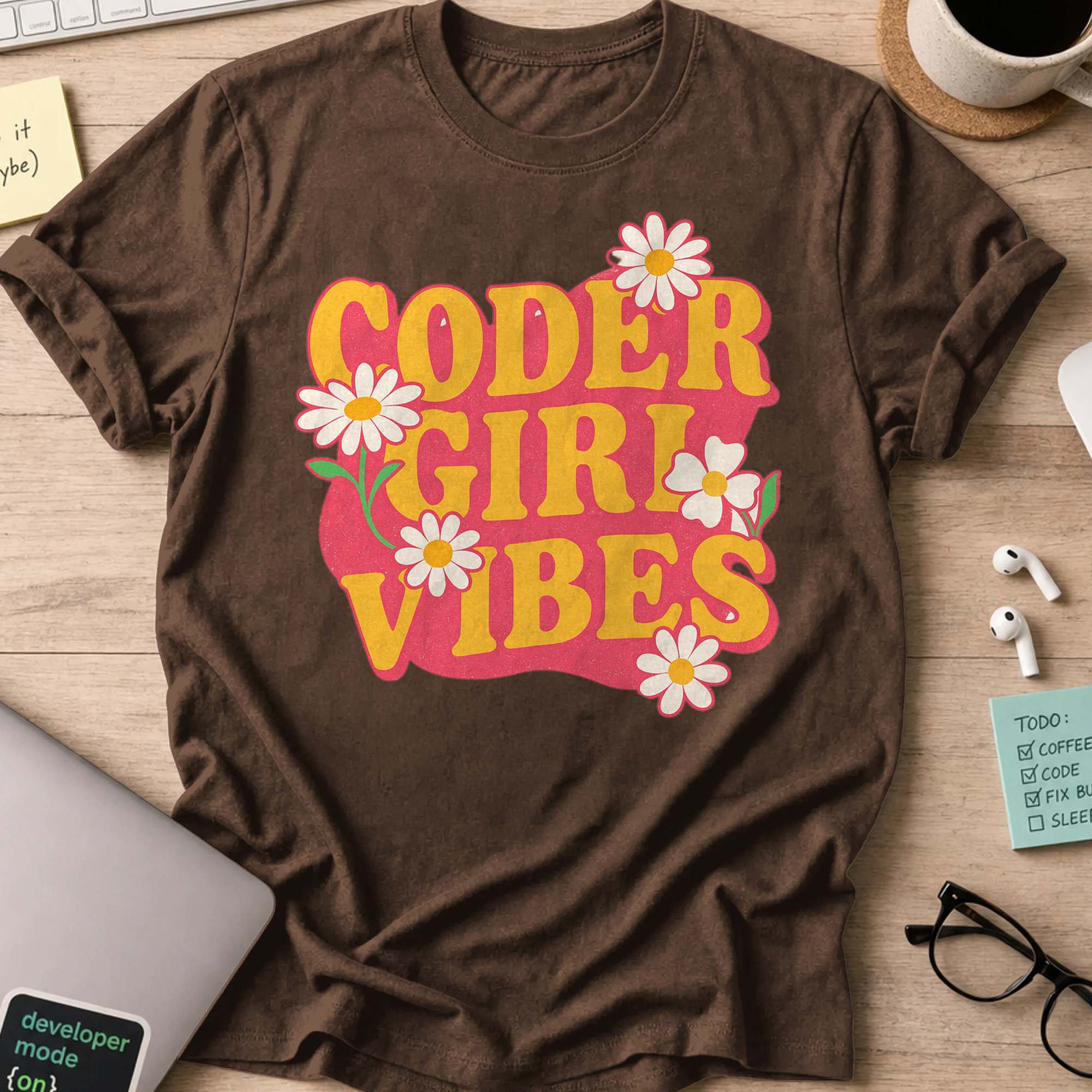 Coder girl vibes shirt - Dark Chocolate
