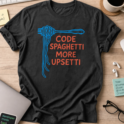 code spaghetti more upsetti shirt - Black