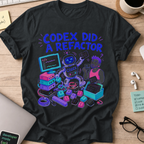 Codex Did a Refactor Shirt — Black storefront mockup