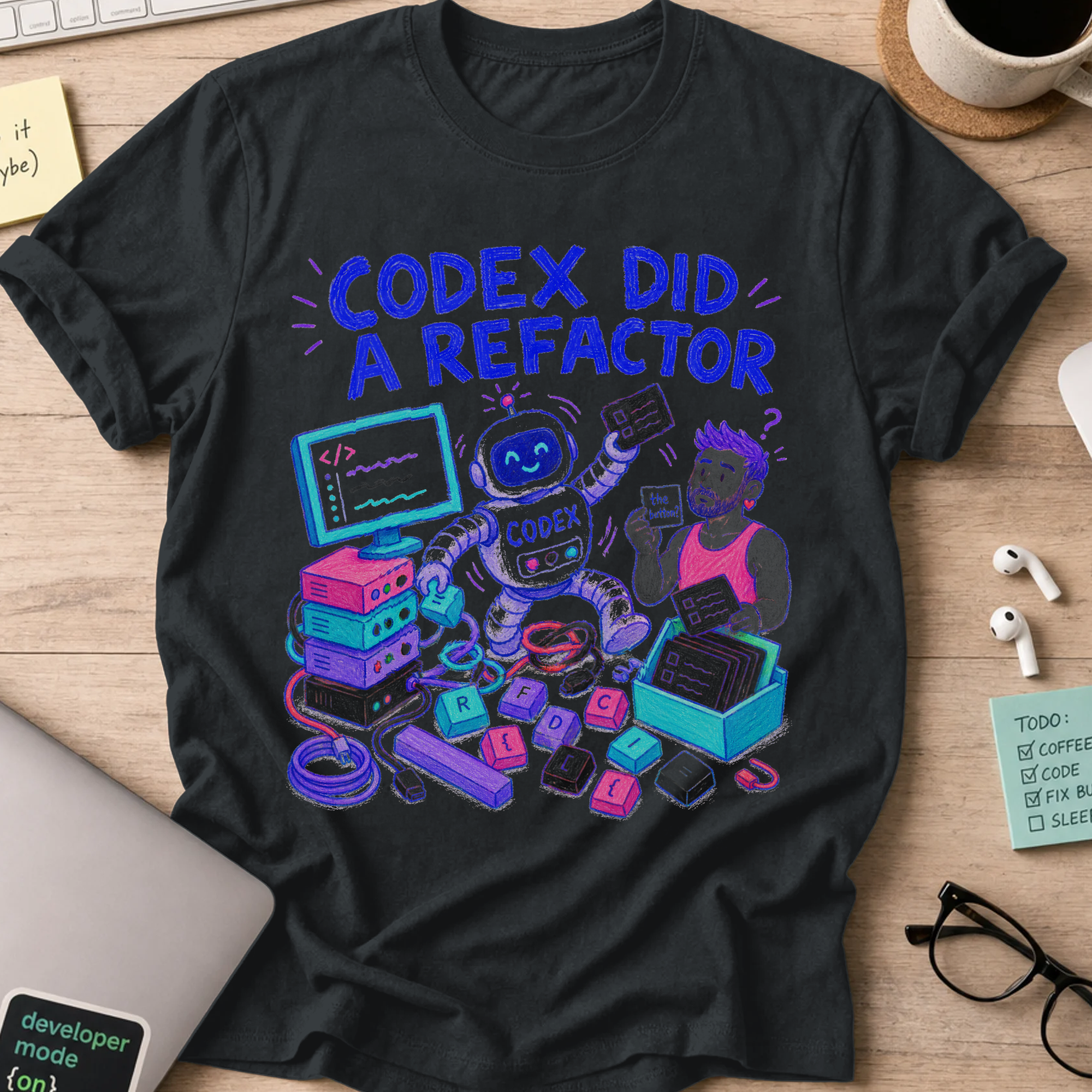Codex Did a Refactor Shirt — Black storefront mockup