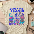 Codex Did a Refactor Shirt — Natural storefront mockup