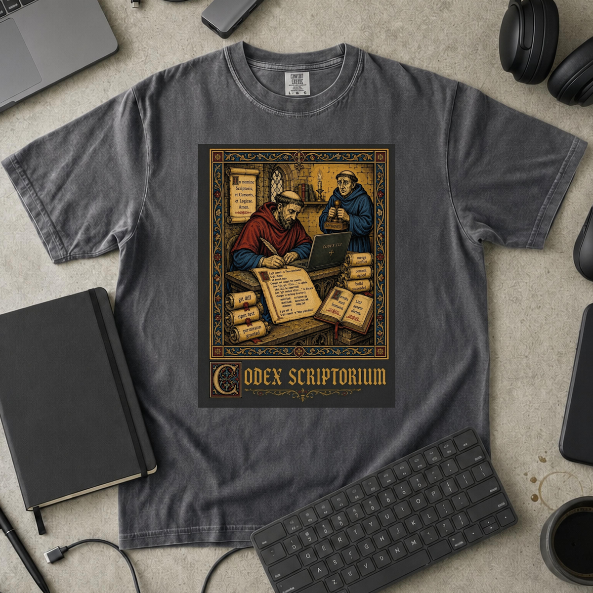 Codex Scriptorium Premium Shirt — pepper Premium Shirt mock-up