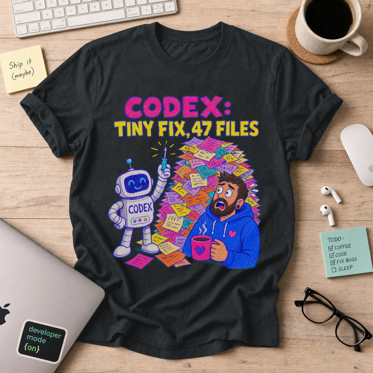 Codex: Tiny Fix, 47 Files Shirt — Black