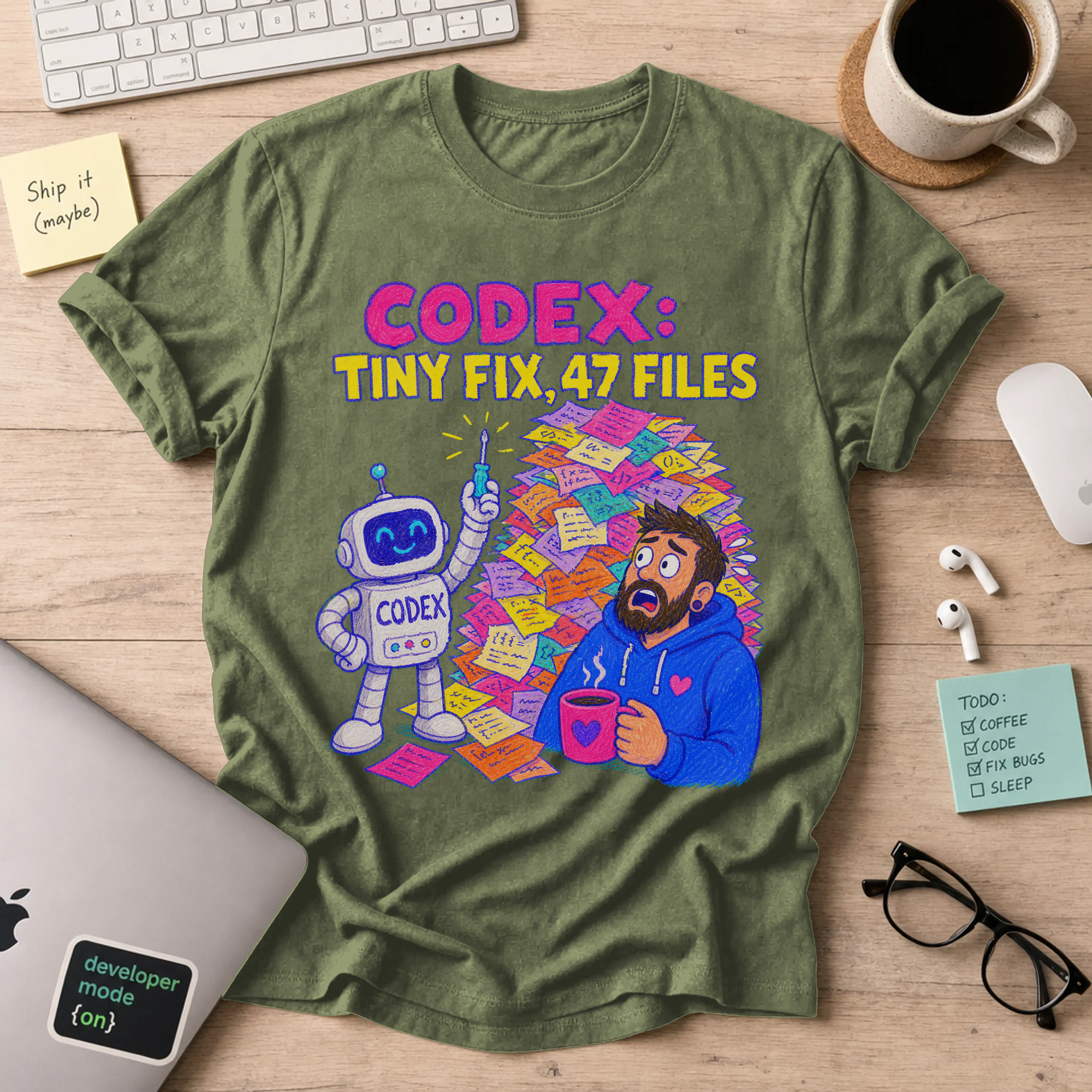 Codex: Tiny Fix, 47 Files Shirt — Military Green