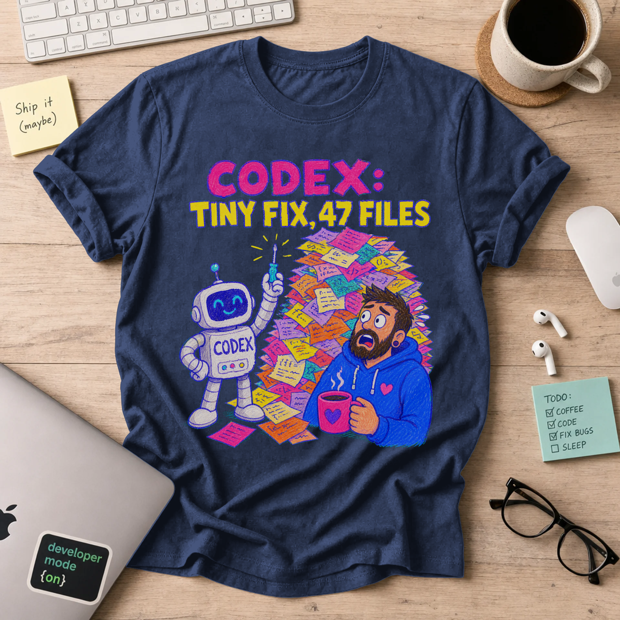 Codex: Tiny Fix, 47 Files Shirt — Navy