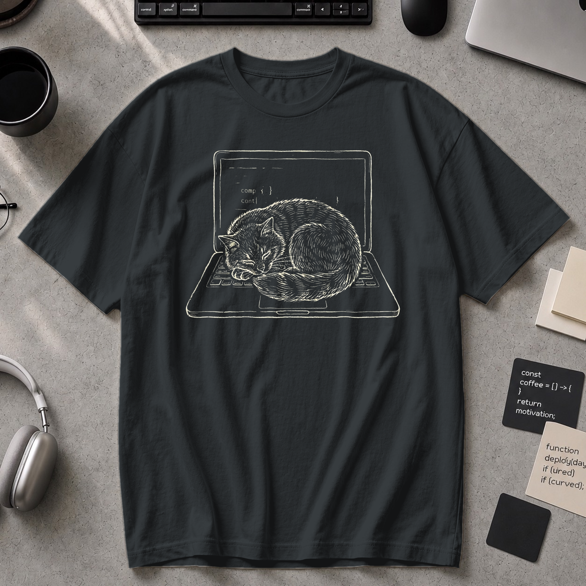 Coding Cat Nap Premium Shirt - Black